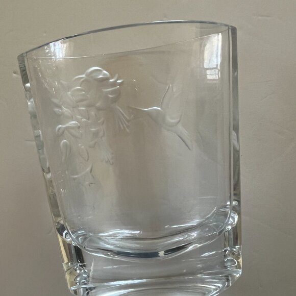 VINTAGE HUMMINGBIRD VASE Clear Glass EUC - Picture 1 of 5
